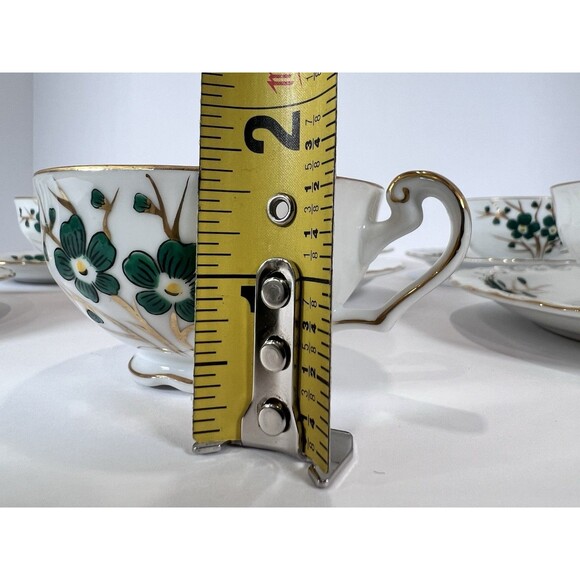 Antique Footed Teacup And Saucer Set Regal China‎ Occupied Japan Emerald Pattern - Picture 8 of 15